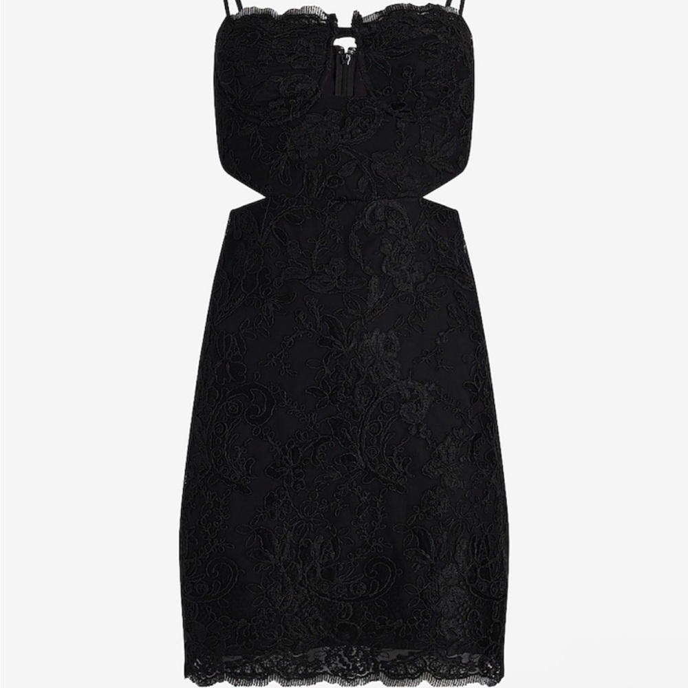 Express Black Lace Cutout Mini Dress - Picture 5 of 7